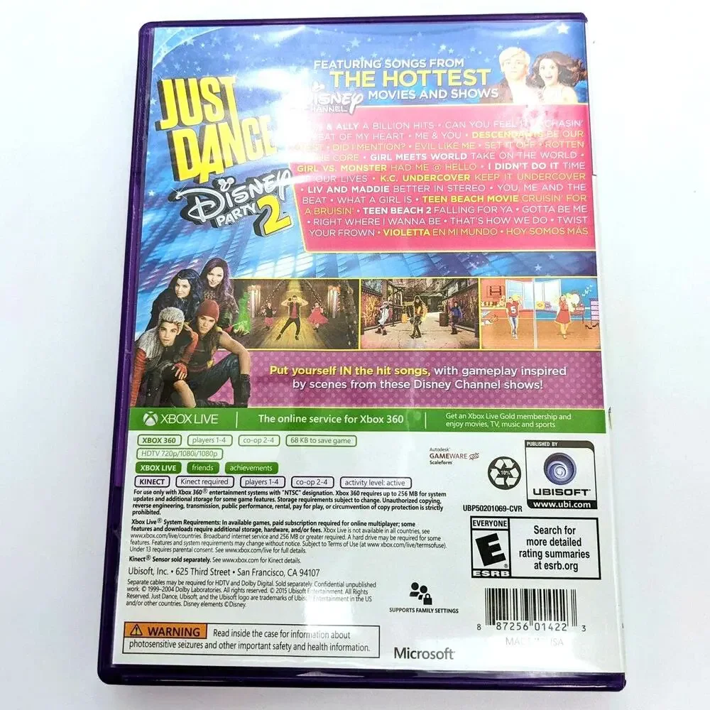Just Dance Disney Party 2 Kinect XBox 360 Complete in Case Ubisoft 2015